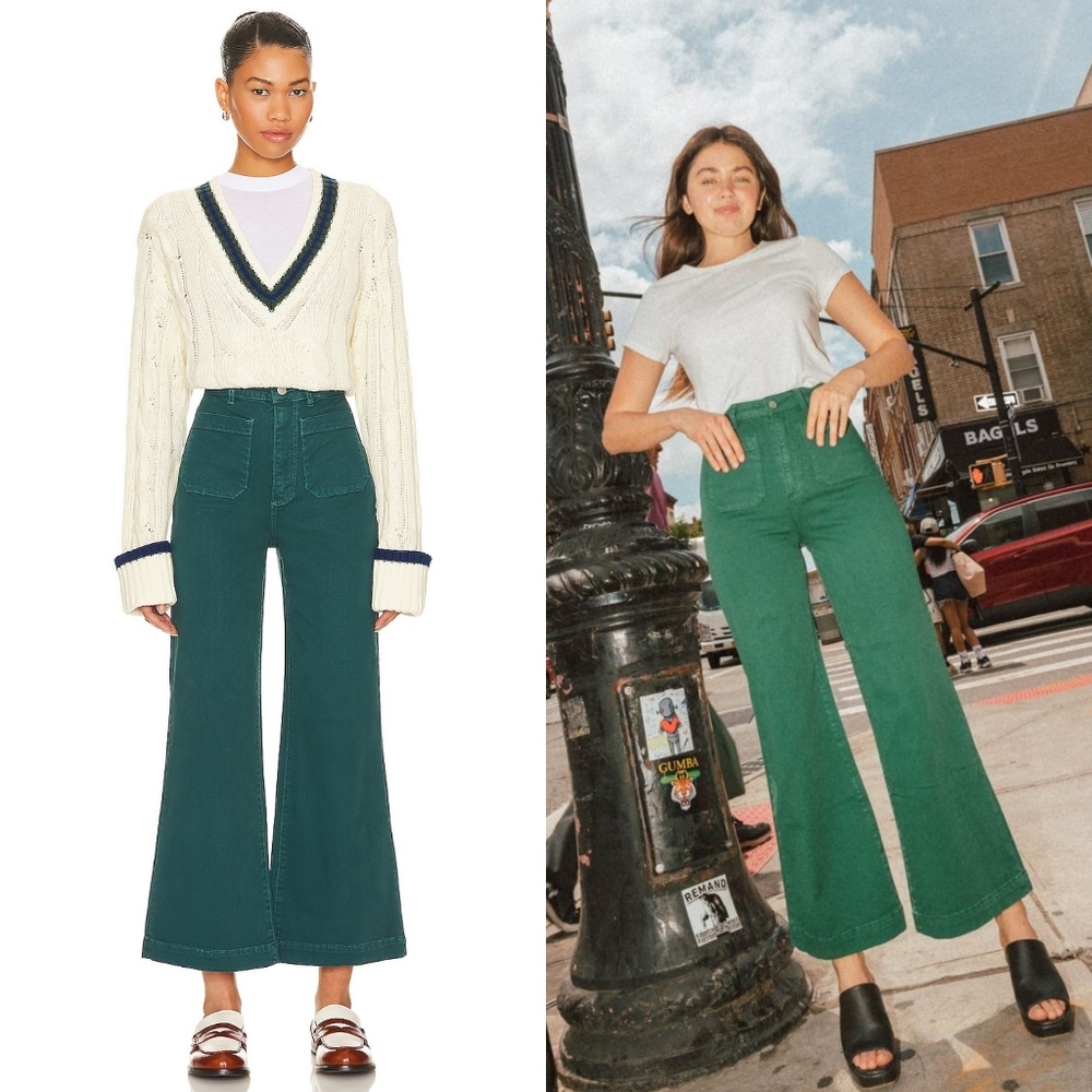 Rolla’s Sailor Jeans Wide Leg High Rise Basil Anthropologie  NWT Size 27